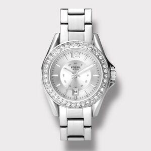 Fossil Women's Riley Silver Crystal-Accented Watch